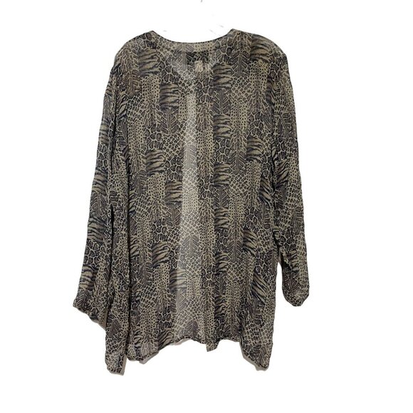 Silk For Africa Women's Long Sleeve Open Front Animal Print Cardigan Brown XL - Picture 1 of 6